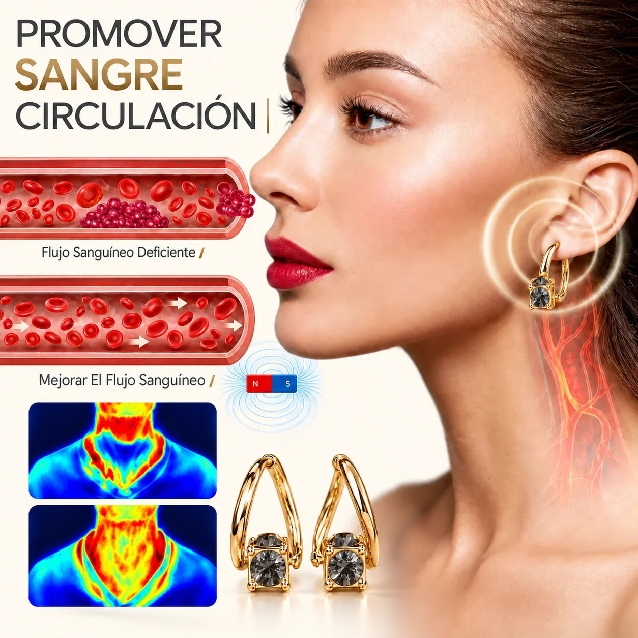 Mujer de perfil con el arete de germanio