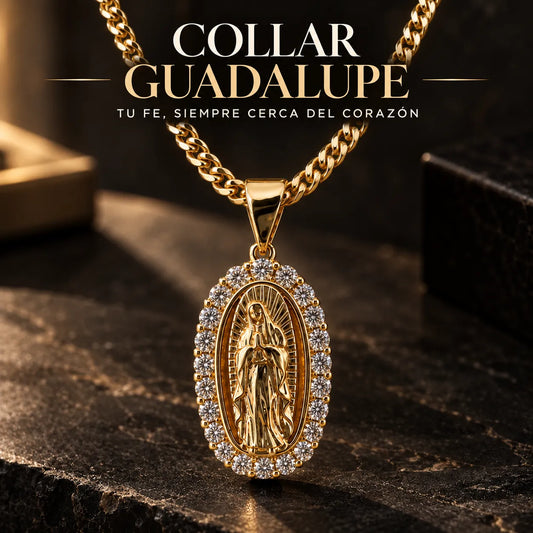 Collar Virgen de Guadalupe Bañado en Oro de 18K | Fe y Elegancia