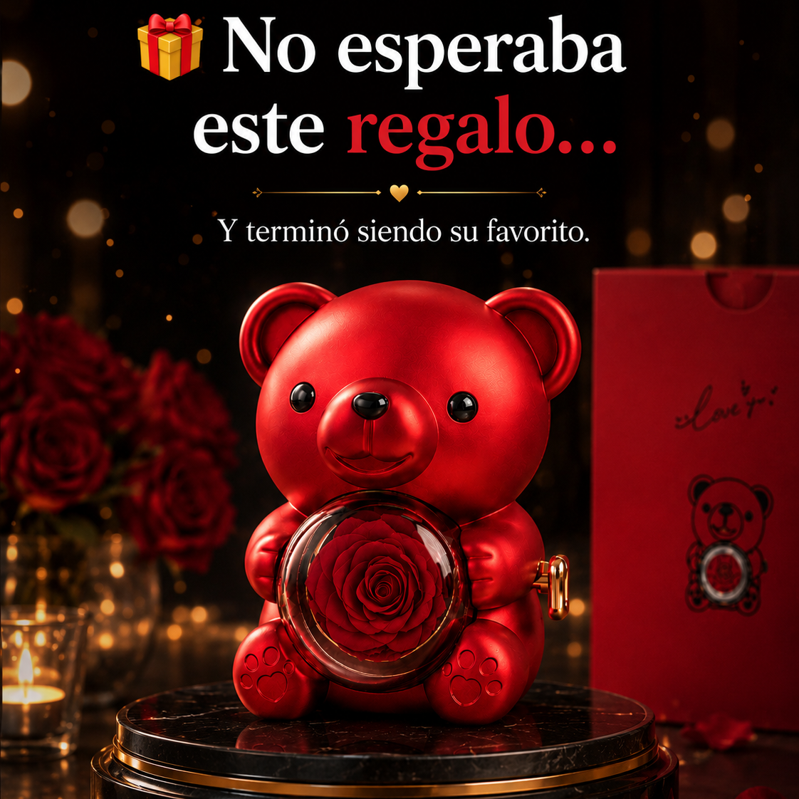 Osito Joyero + Collar de Corazones Enlazados